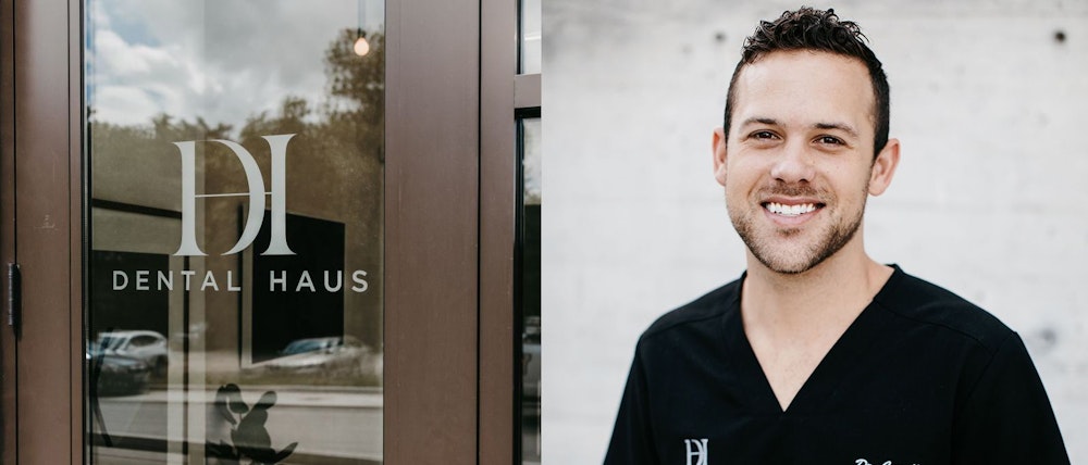 John-Morgan Correll, DMD and an image of the front door of the office