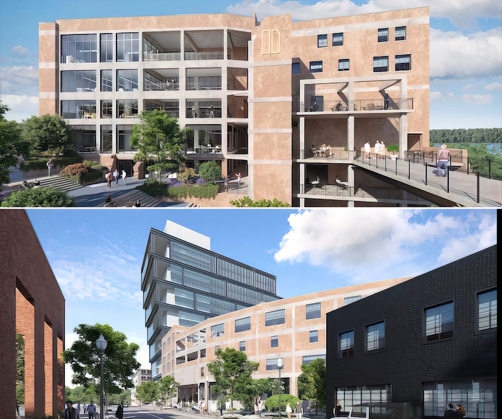 Watercolor sketch of Germantown development, from above