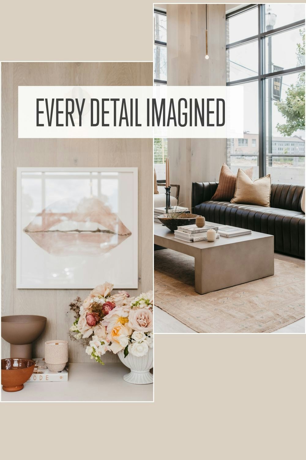 collage of the office exterior with text that says Every Detail Imagined