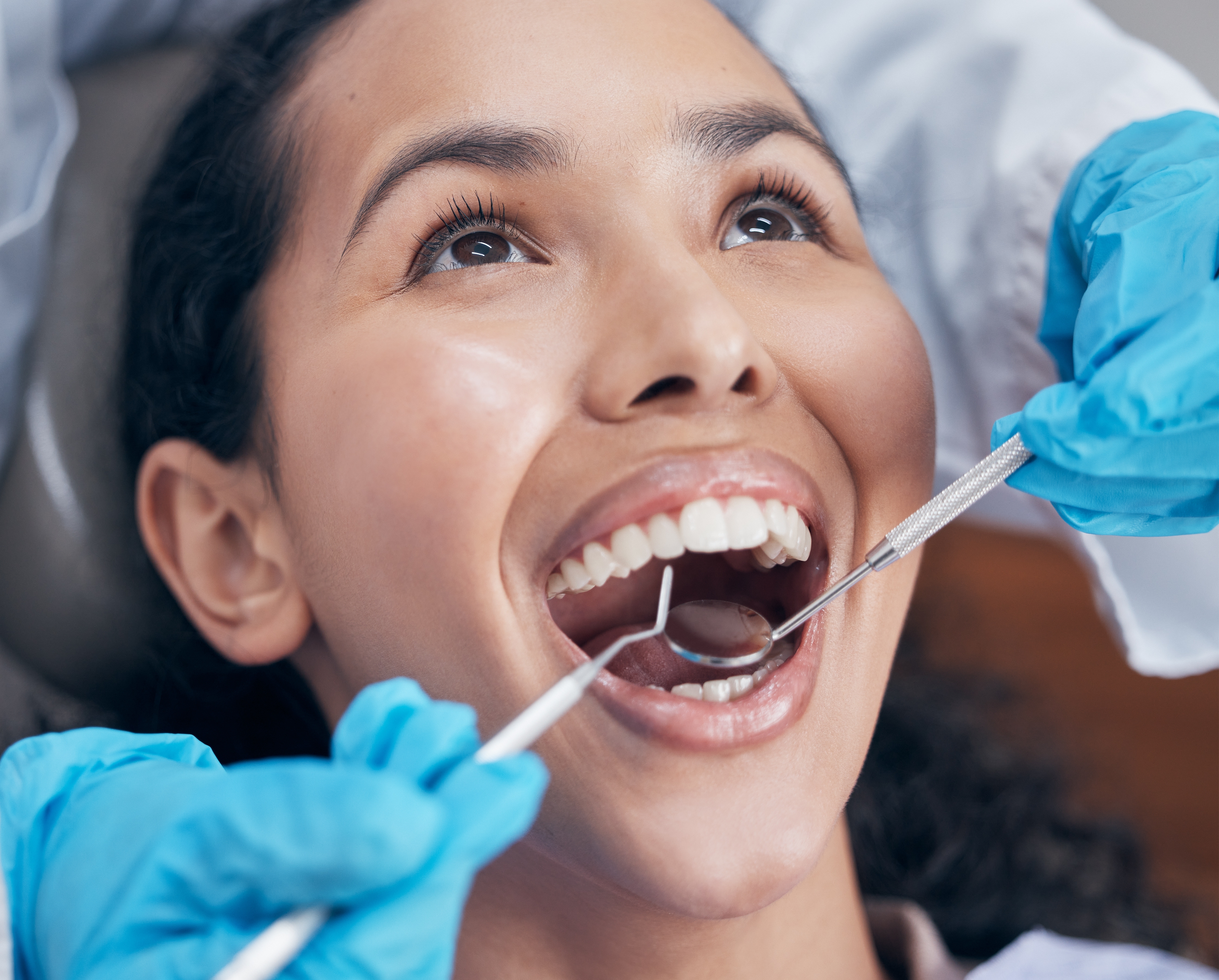 Woman getting her teeth cleaned