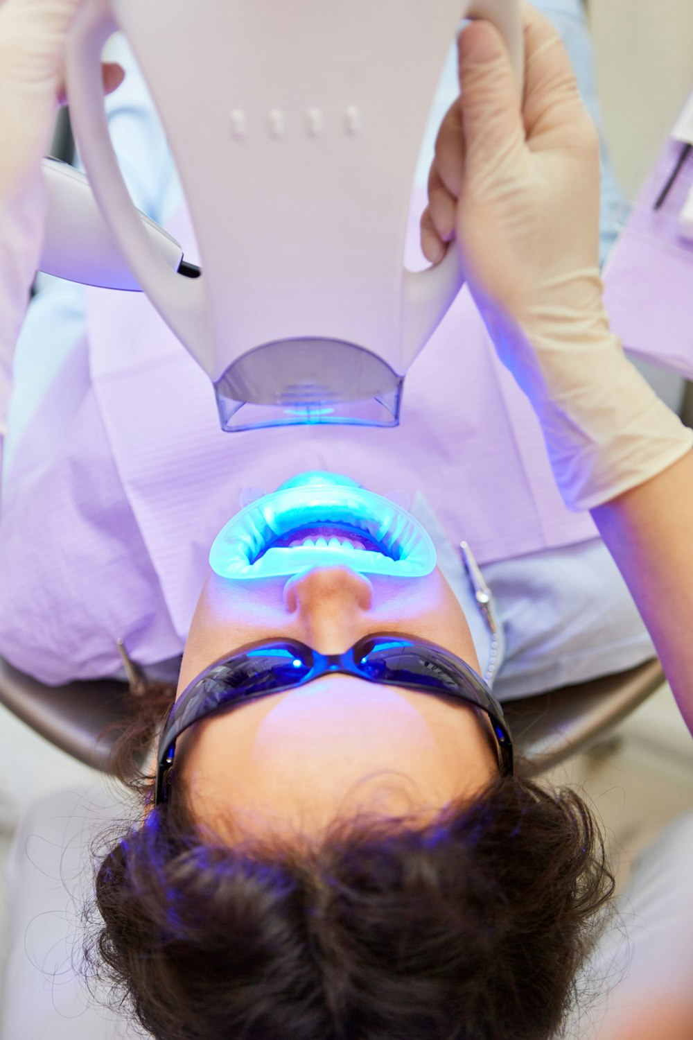 Patient having teeth whitened
