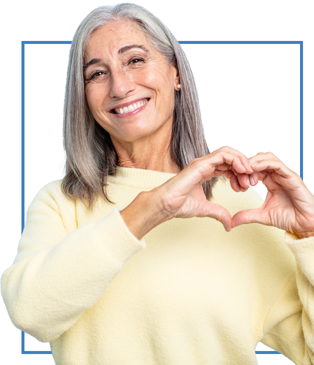 smiling woman with gray hair