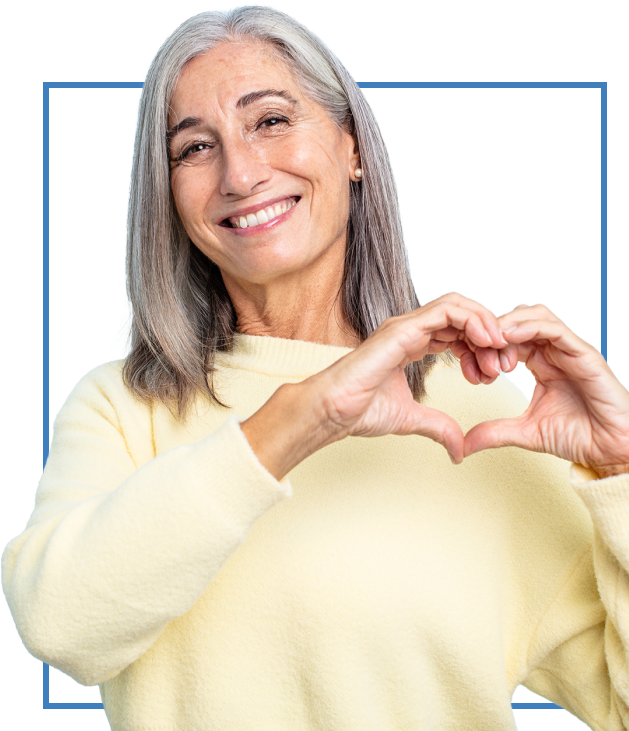 smiling woman with gray hair