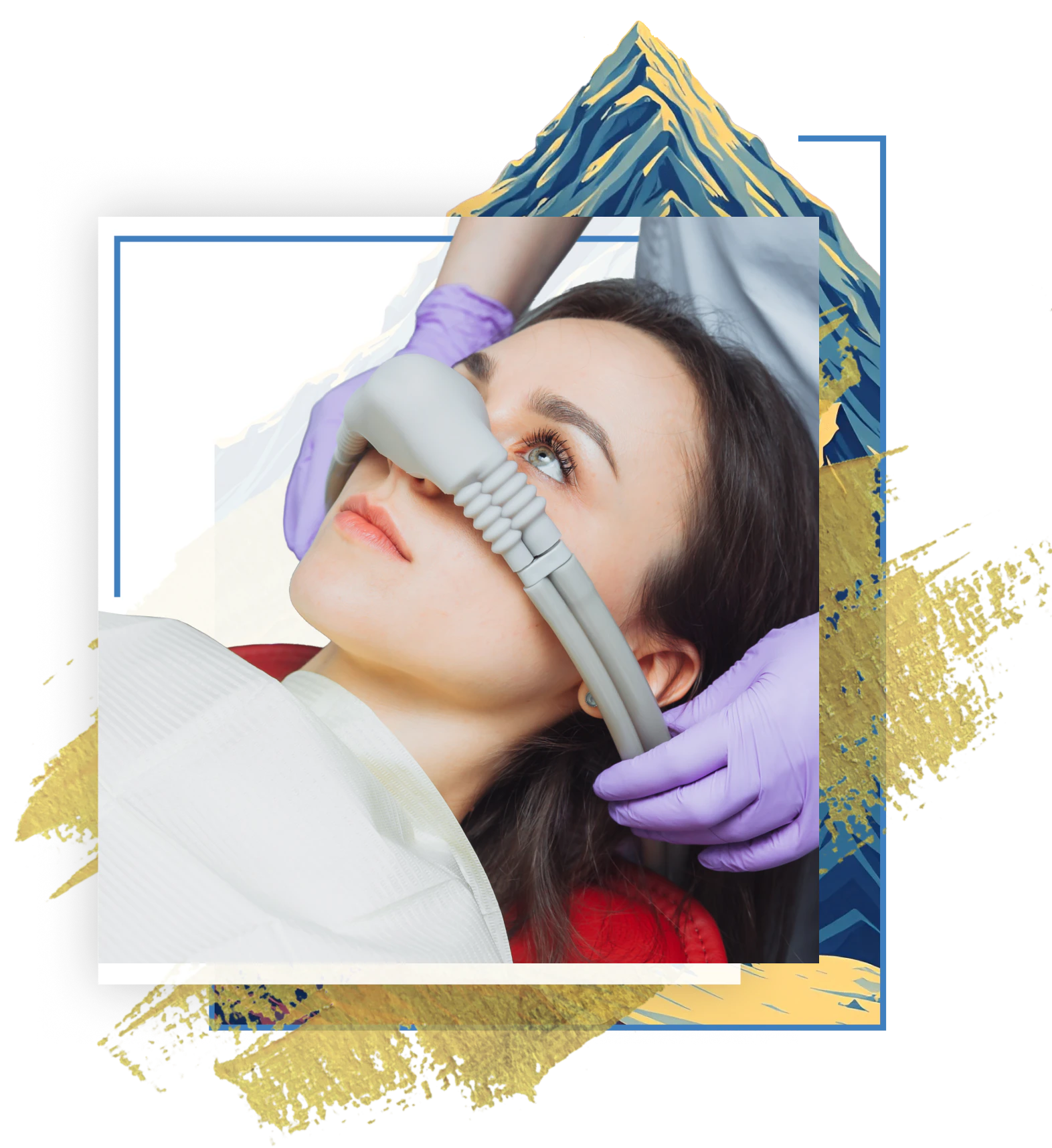 woman receiving nitrous oxide through nose mask