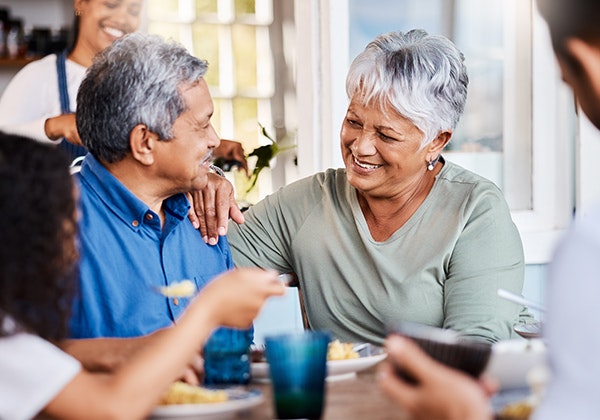 Smiling older couple