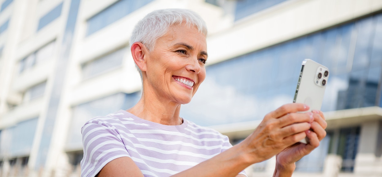 Smiling woman with dental implants