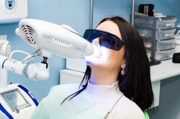 woman getting her teeth whitened