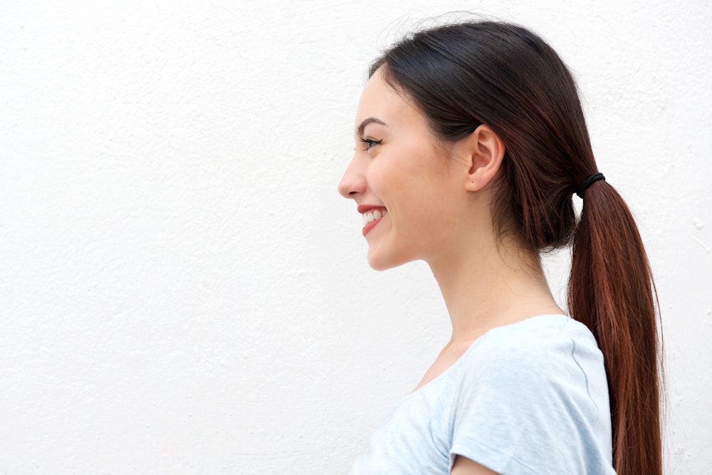 Profile of woman smiling