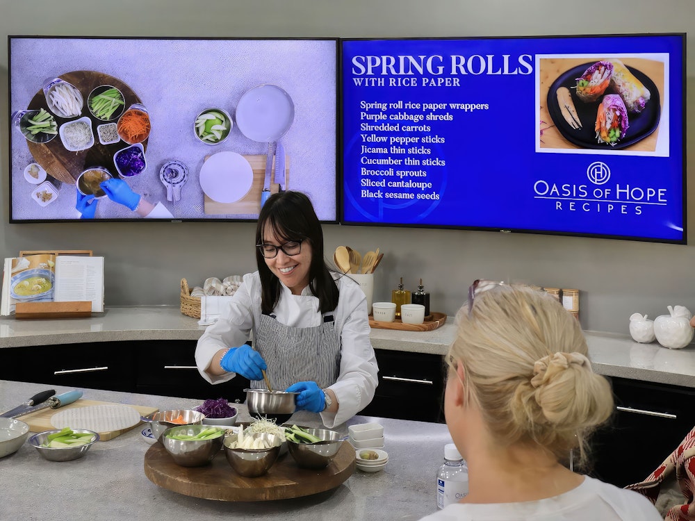 Our staff member leading a cooking class