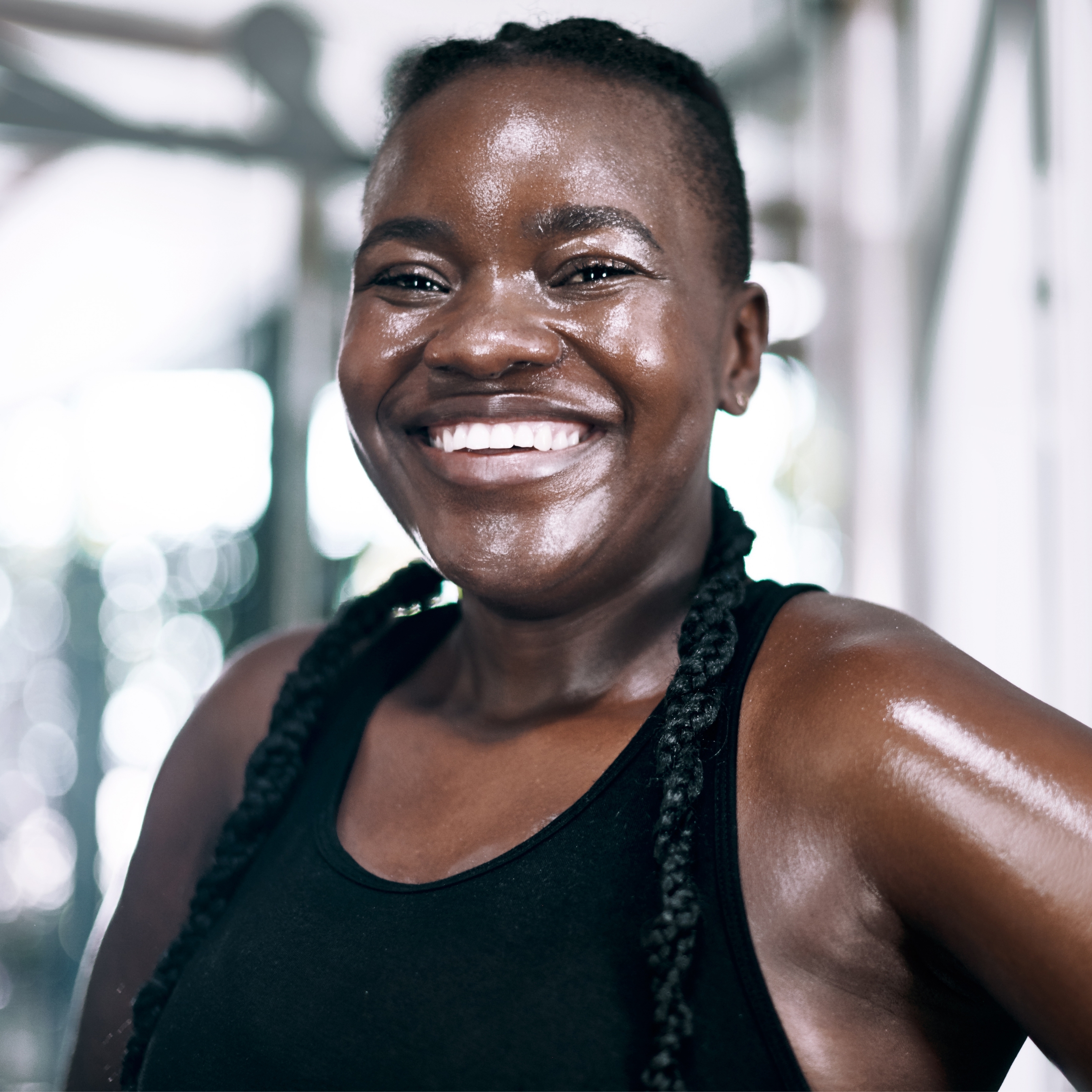 Active woman sweating