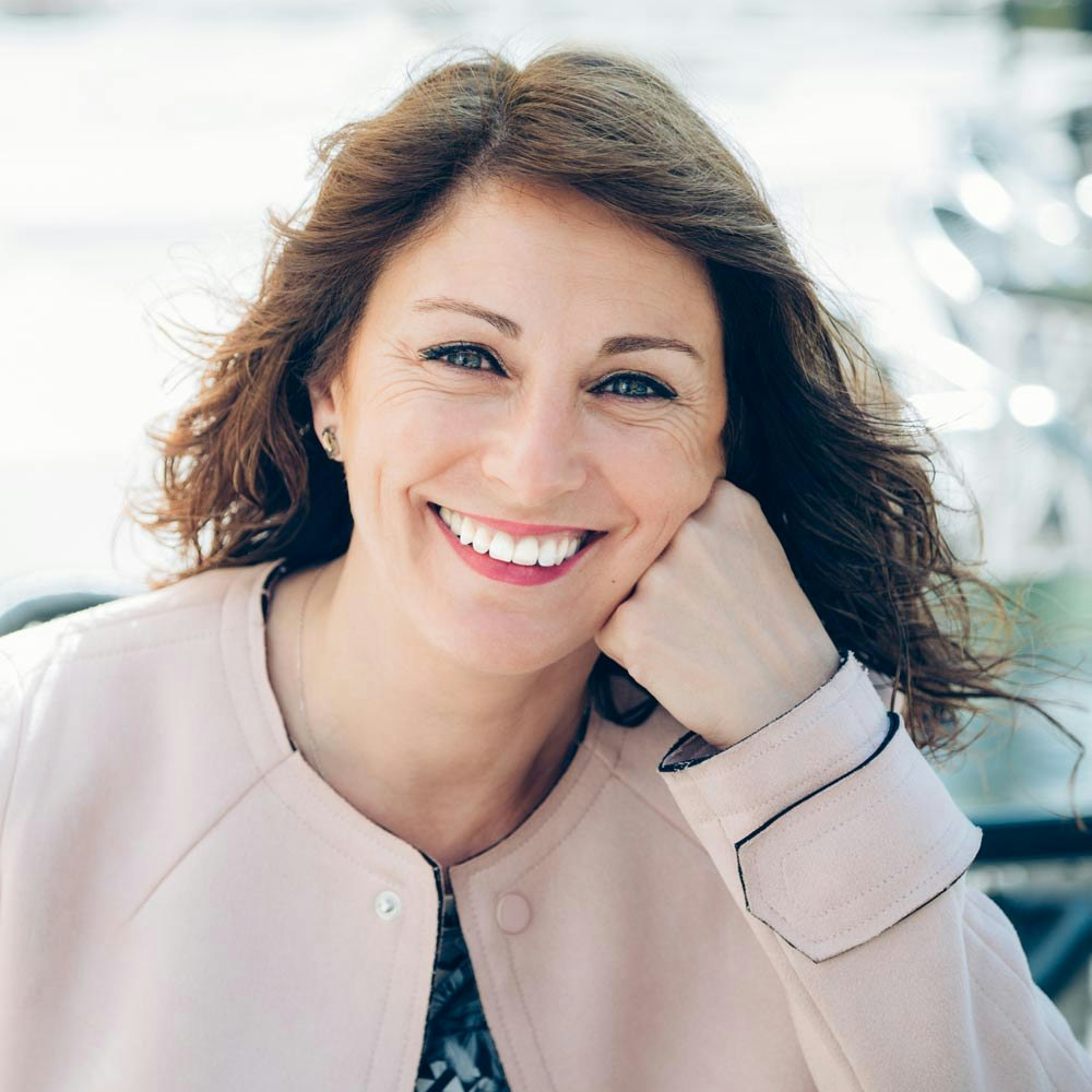 Woman smiling with veneers