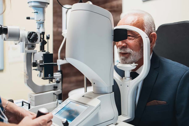 patient during eye exam