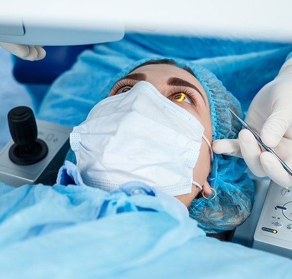 Woman undergoing cataract surgery