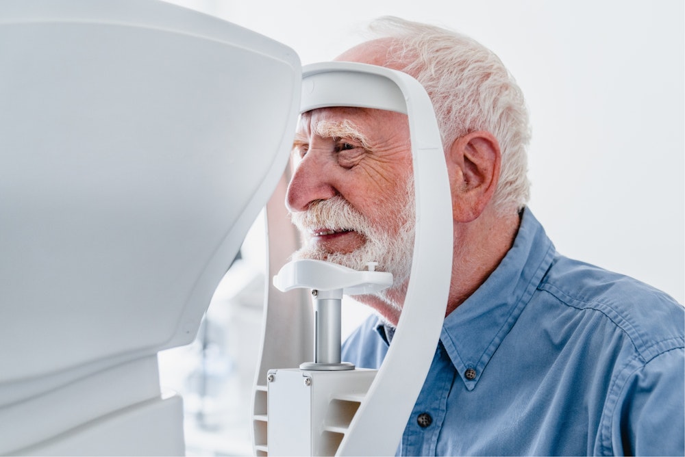 Man getting eye examined
