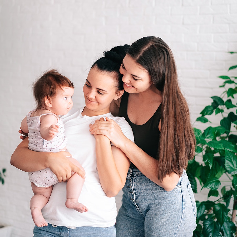 LGBT couple holding their child