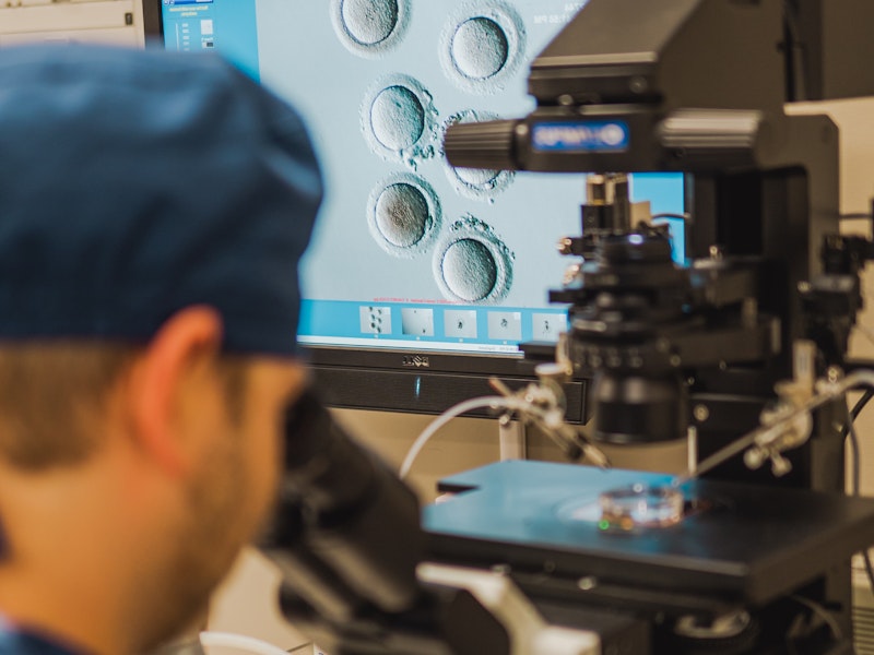 Our doctor examining specimen