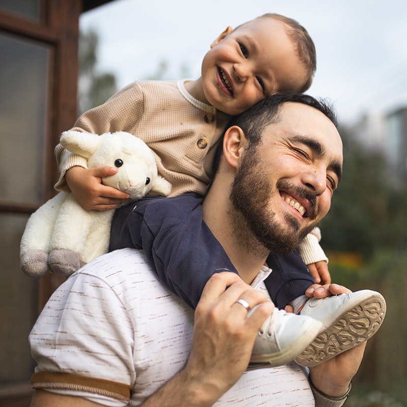 a single dad with his happy child