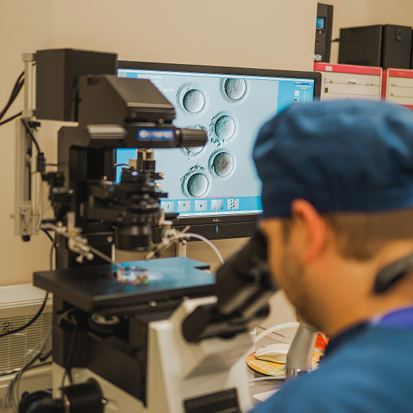 Matt looking at embryos