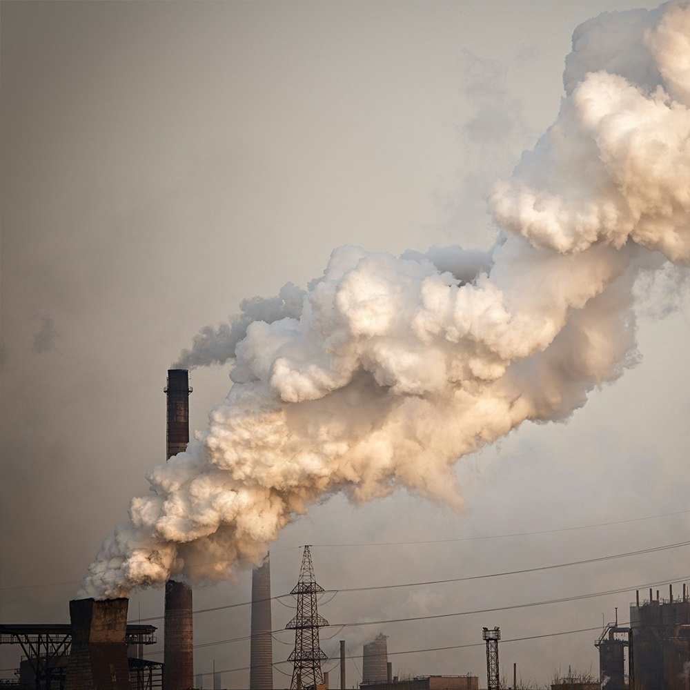 pollution coming from a smokestack