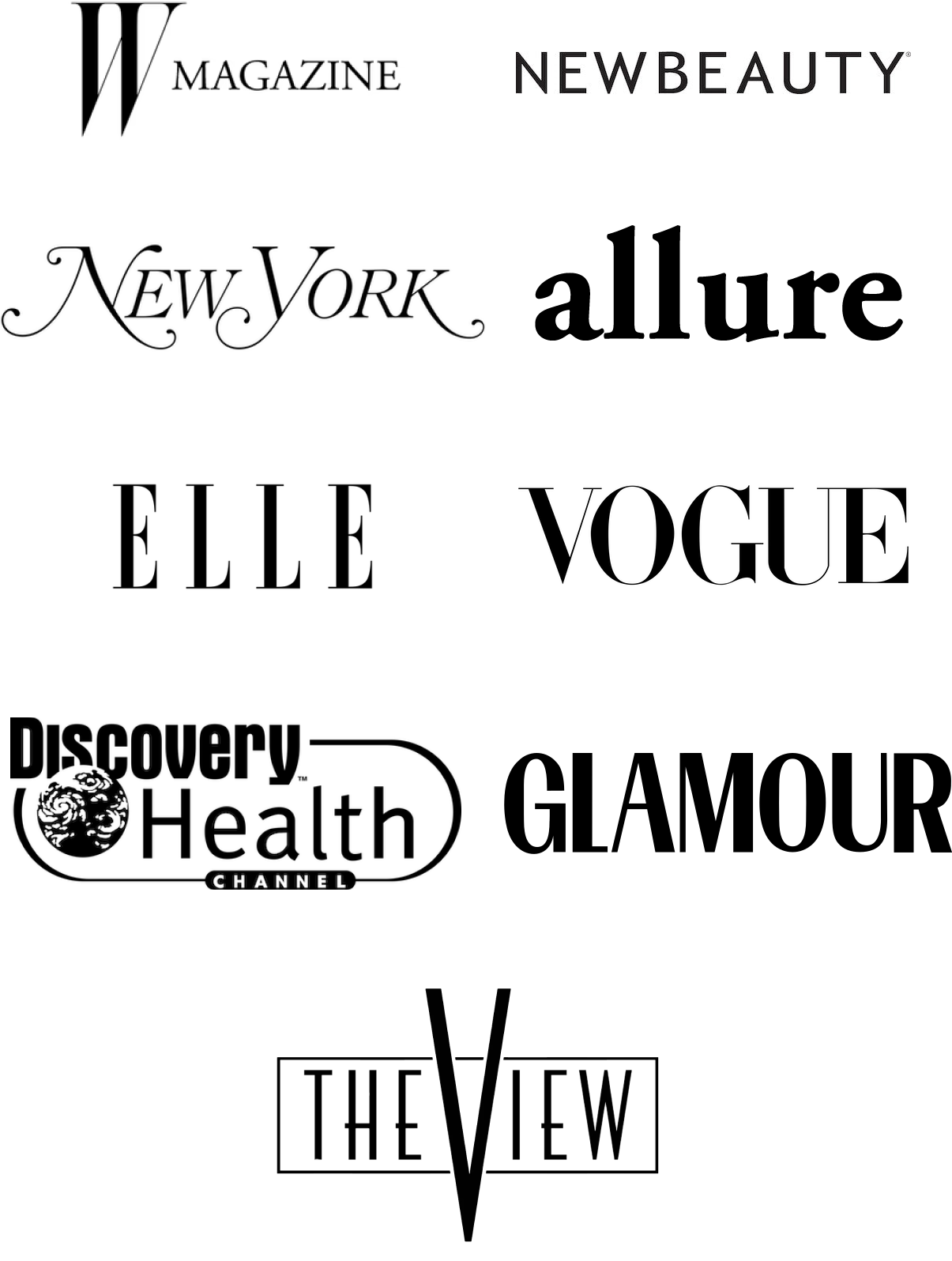 Magazine collage with the text In the Media above