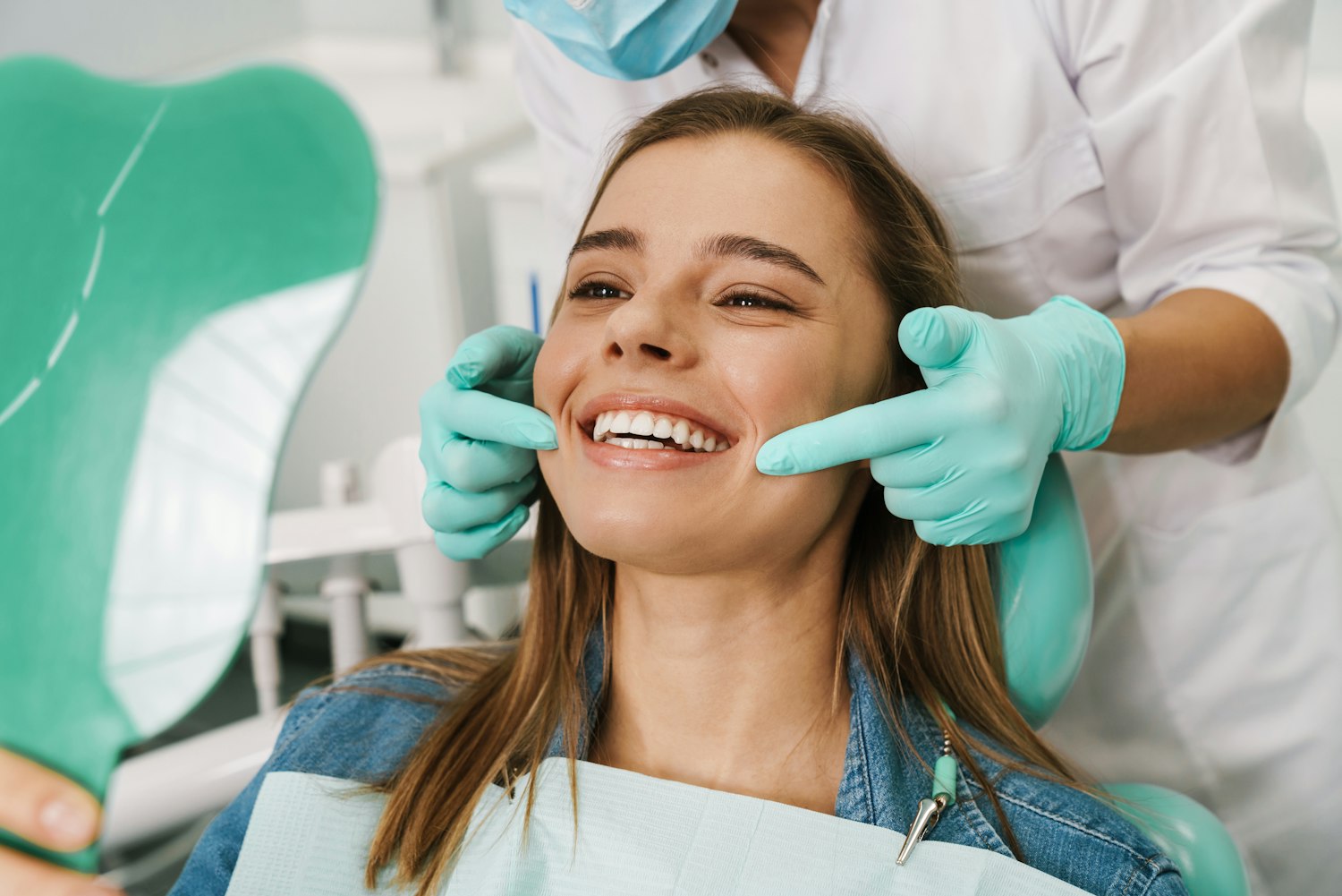 Girl smiling at the dentist