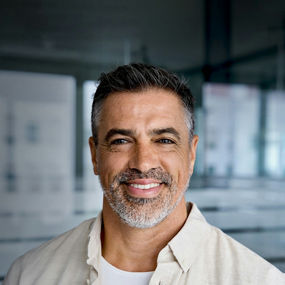 Smiling man with dental implants