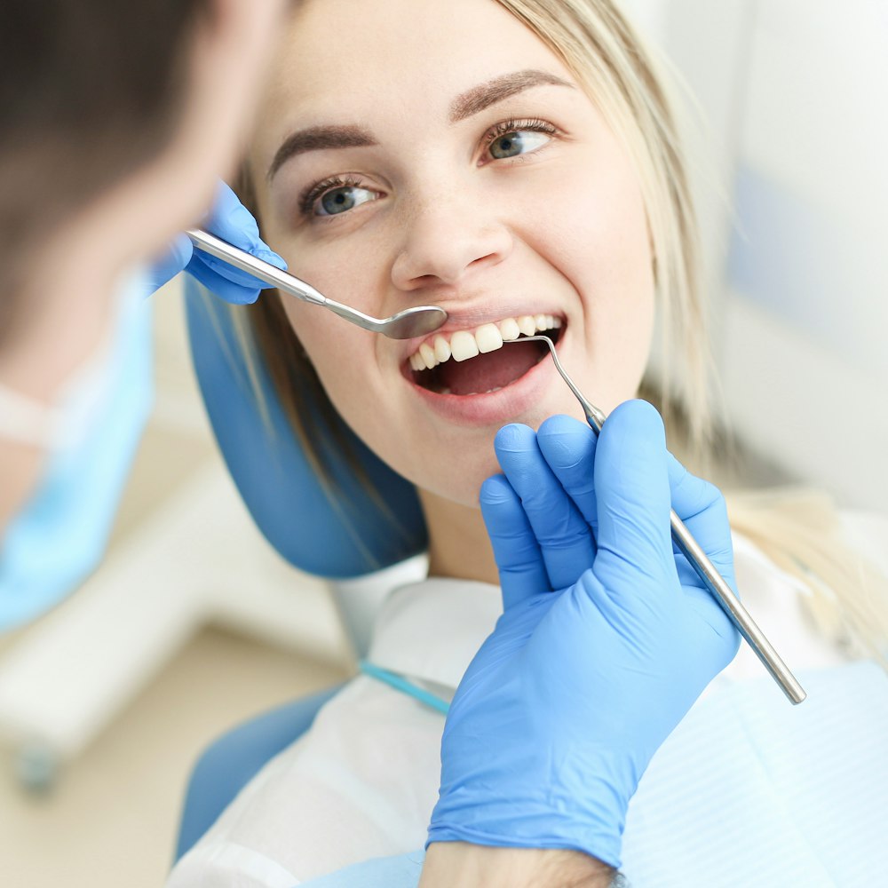 Woman smiling at the dentist