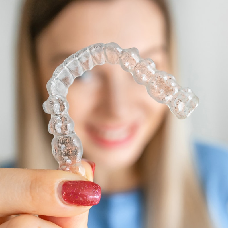 Close up of invisible aligners