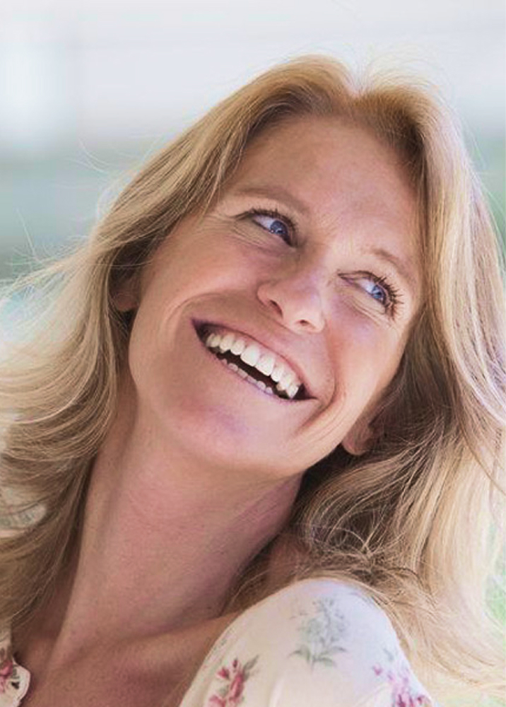 smiling woman with dentures