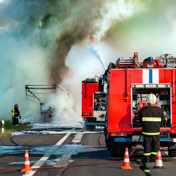 Firefighters putting out fire