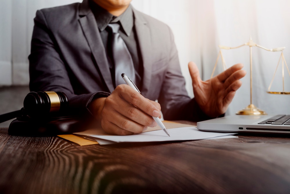 Lawyer working on documents