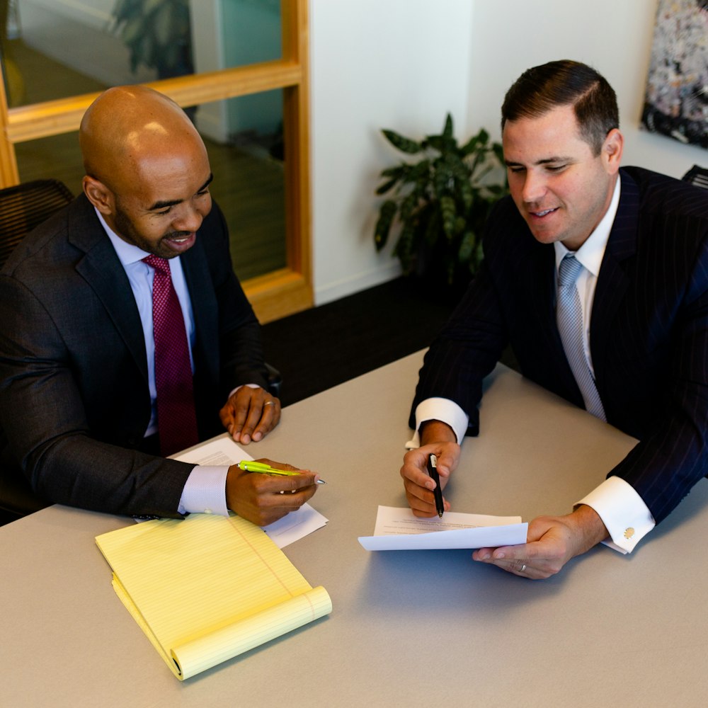 Lawyers talking together