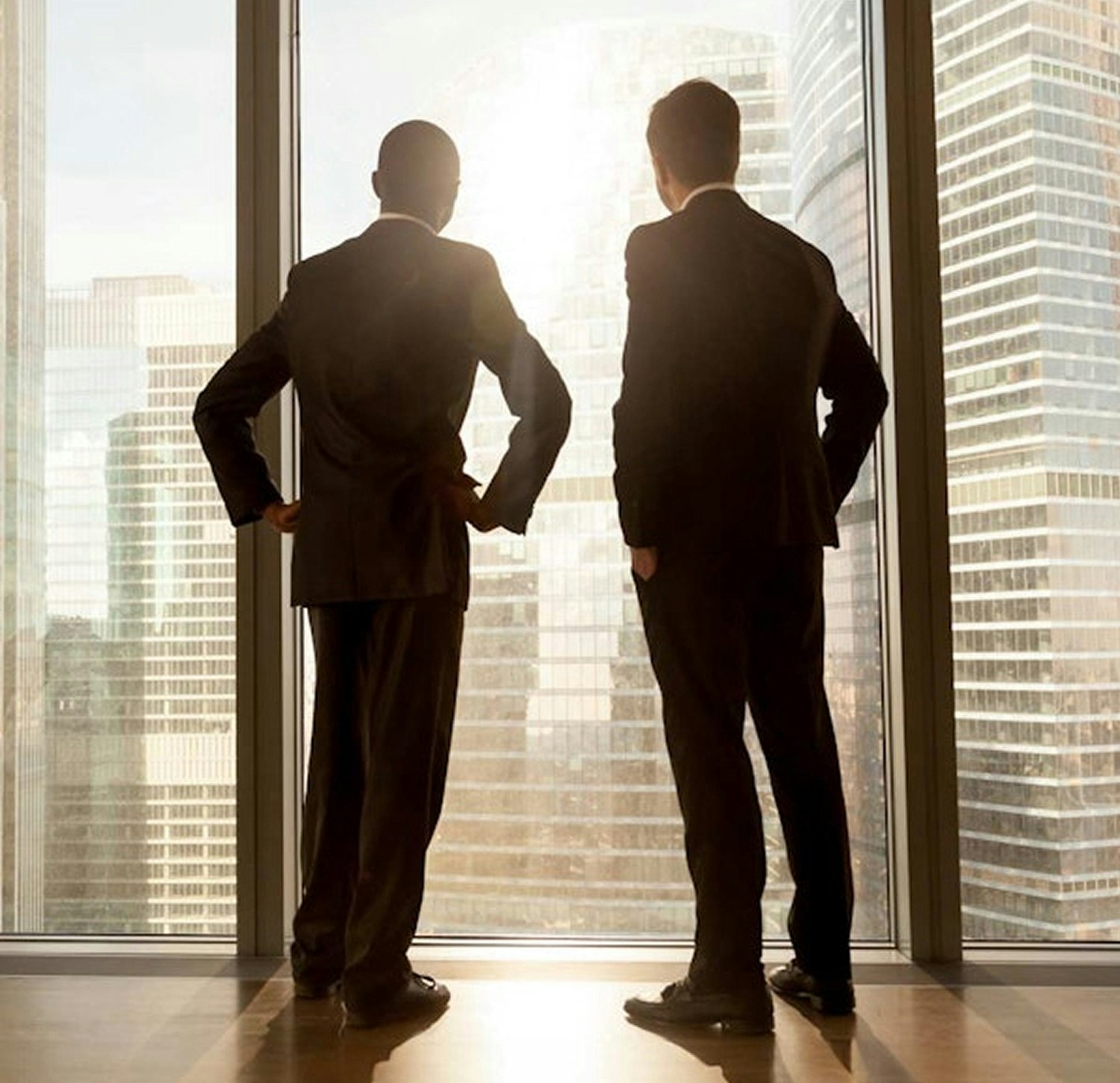 attorneys landay and roberts looking out the window