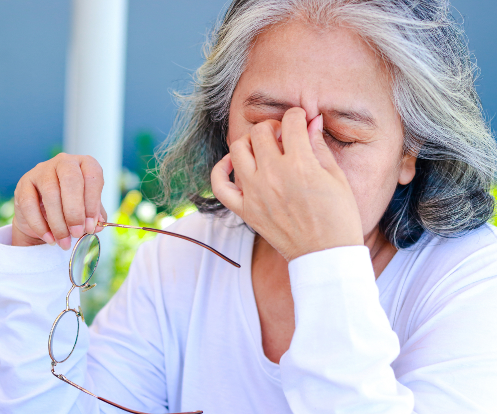 Woman having problems with her vision