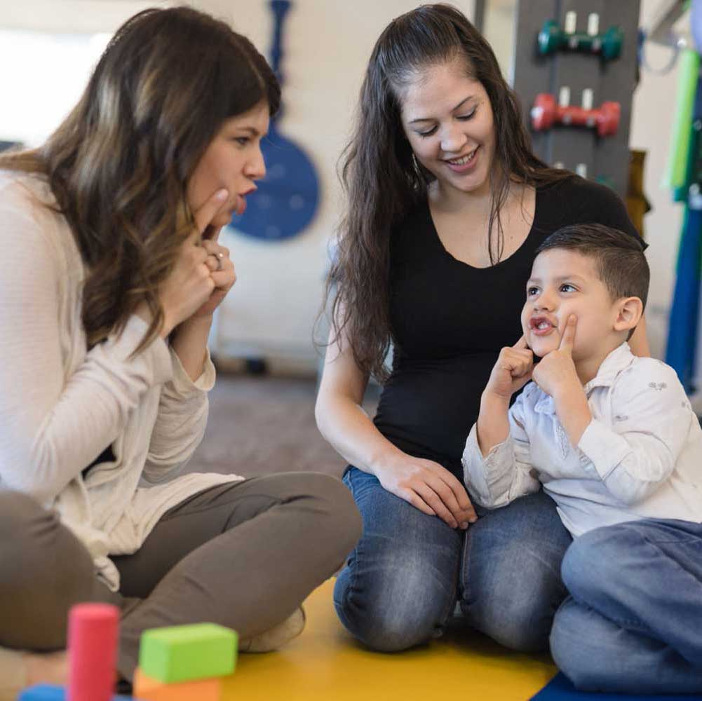 A microtia patient getting speech therapy