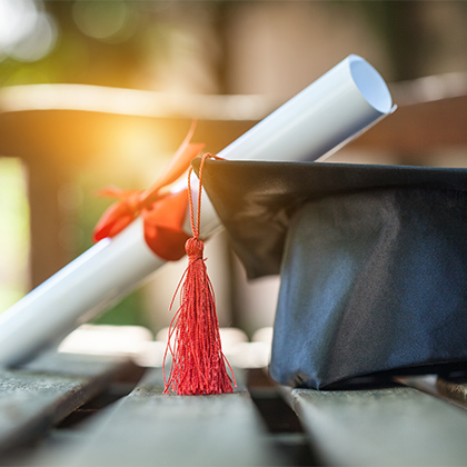 Graduation cap and diploma