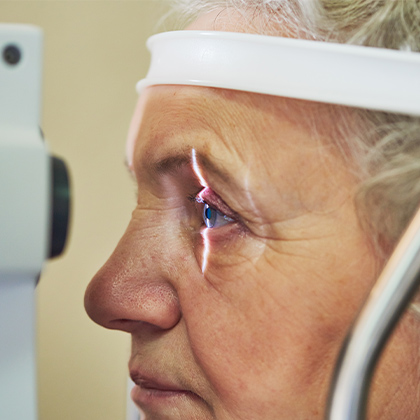Glaucoma patient receiving exam