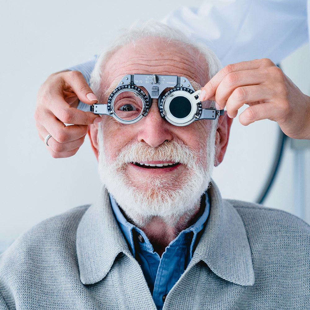 Patient getting his vision checked