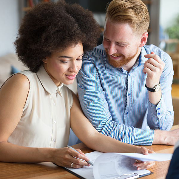 Couple going over paperwork