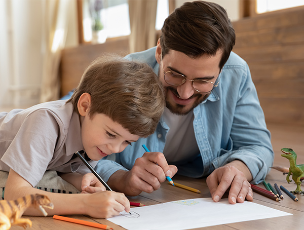 father and son drawing