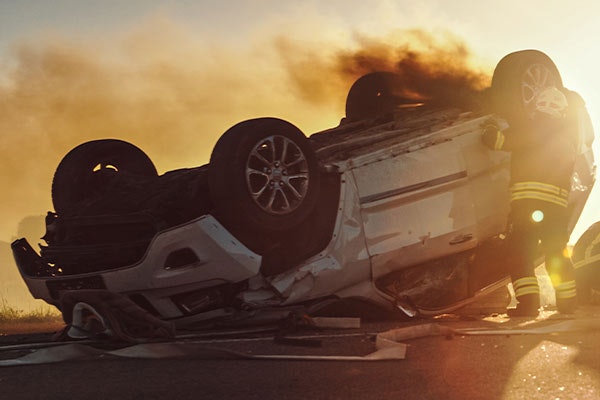 Overturned car