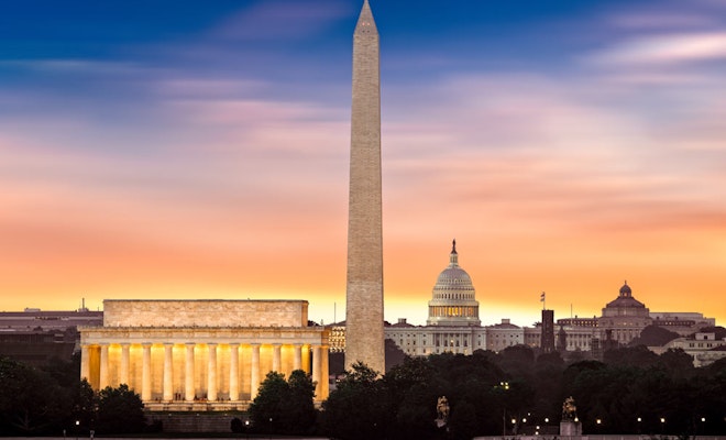 Washington monuments and capitol