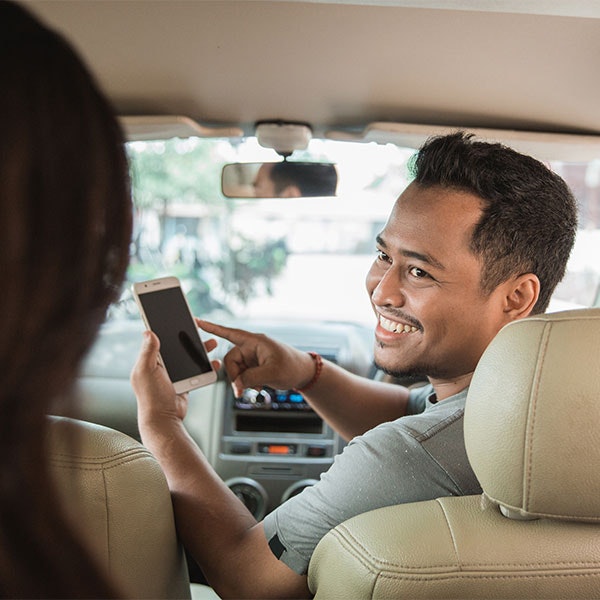 Uber driver and passenger