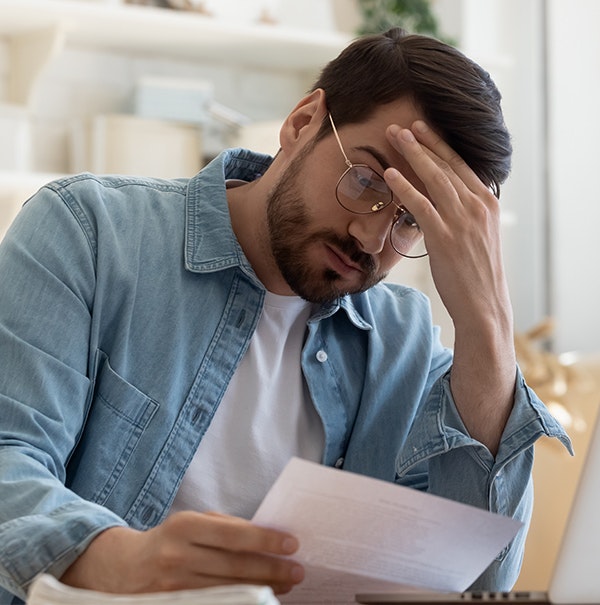 Hagerstown personal injury victim reviewing paperwork