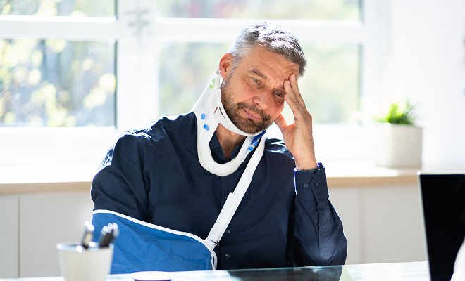Injured man at a legal consultation