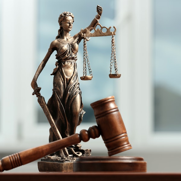 Lady justice and a gavel