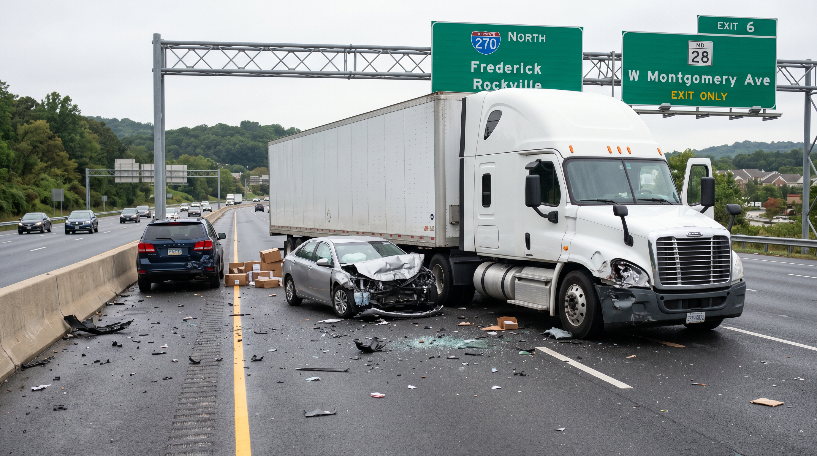 Semitruck accident on the interstate
