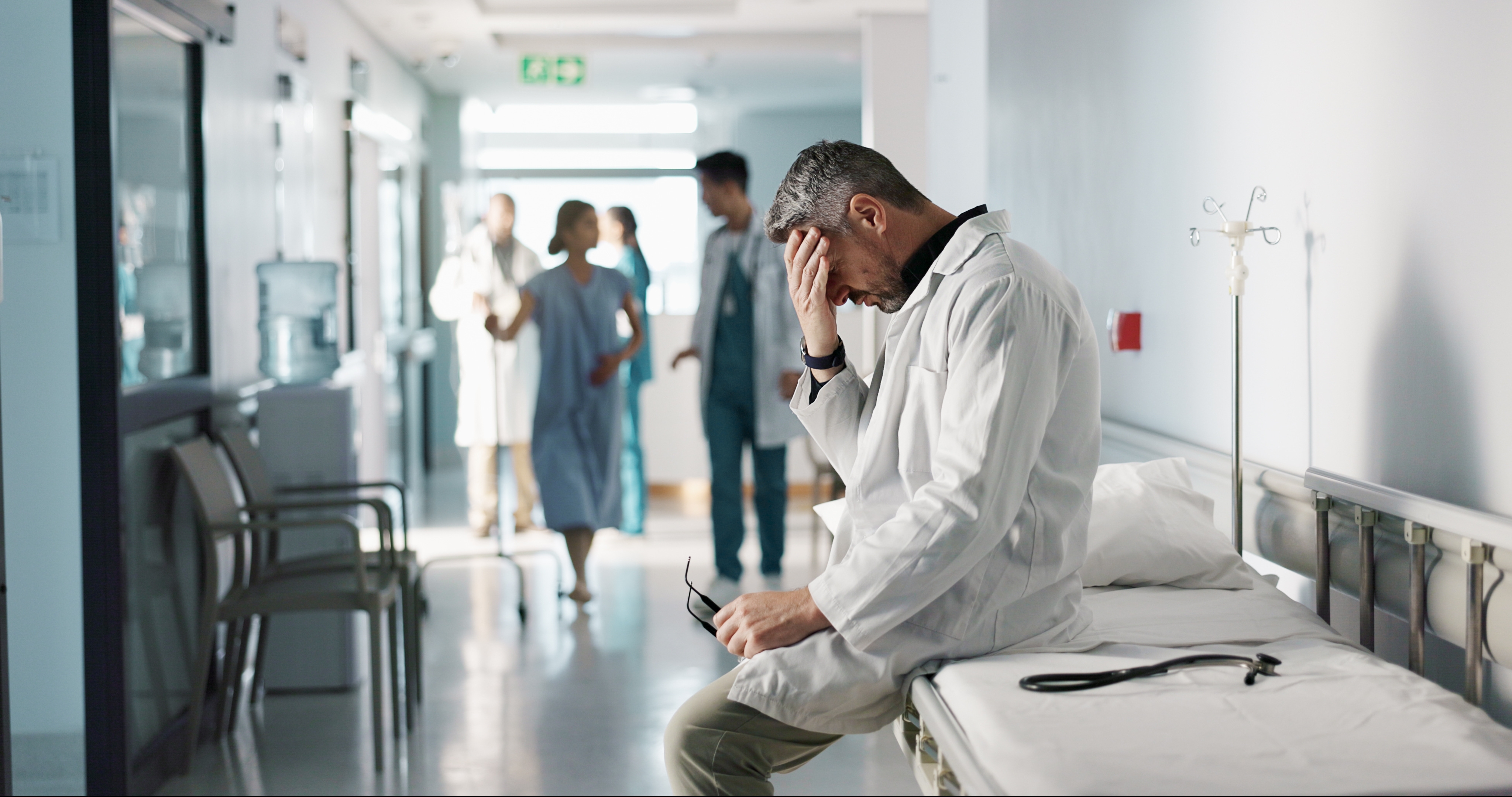 Upset doctor in the hospital