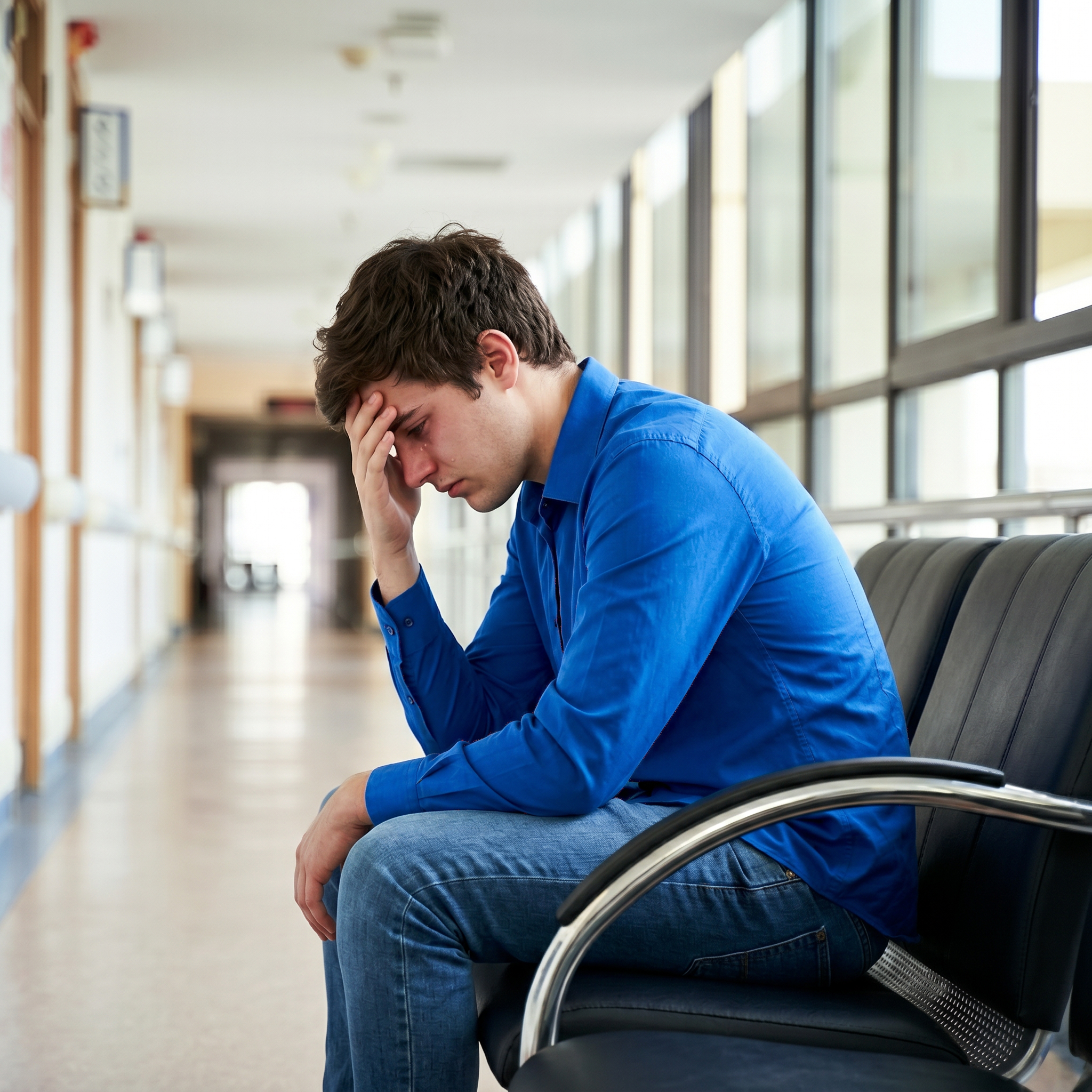 Sad man in the hospital 