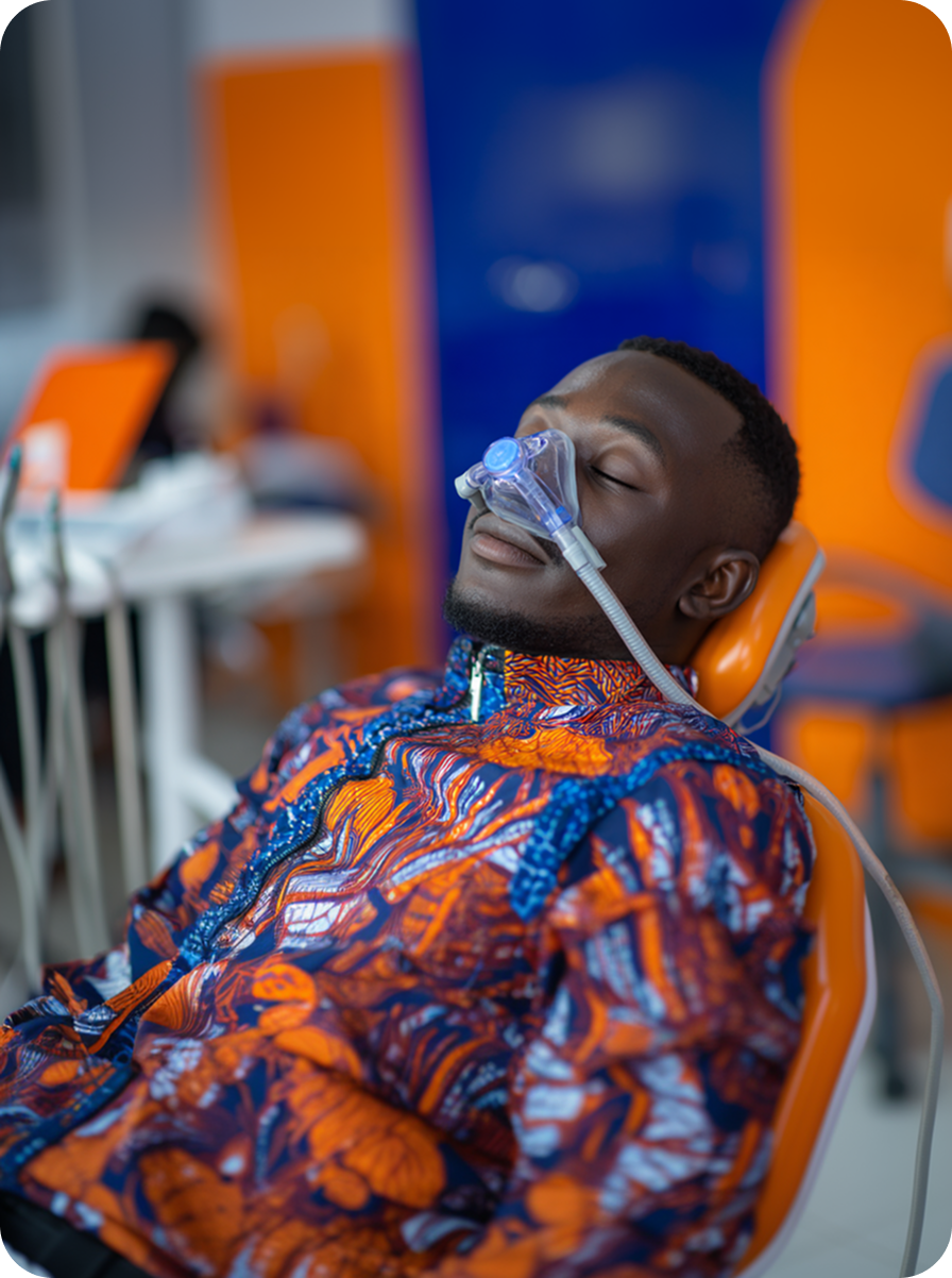 Man getting nitrous oxide at the dentist